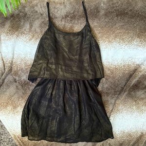 Francesca’s Myan Gold Shimmer Cocktail Dress